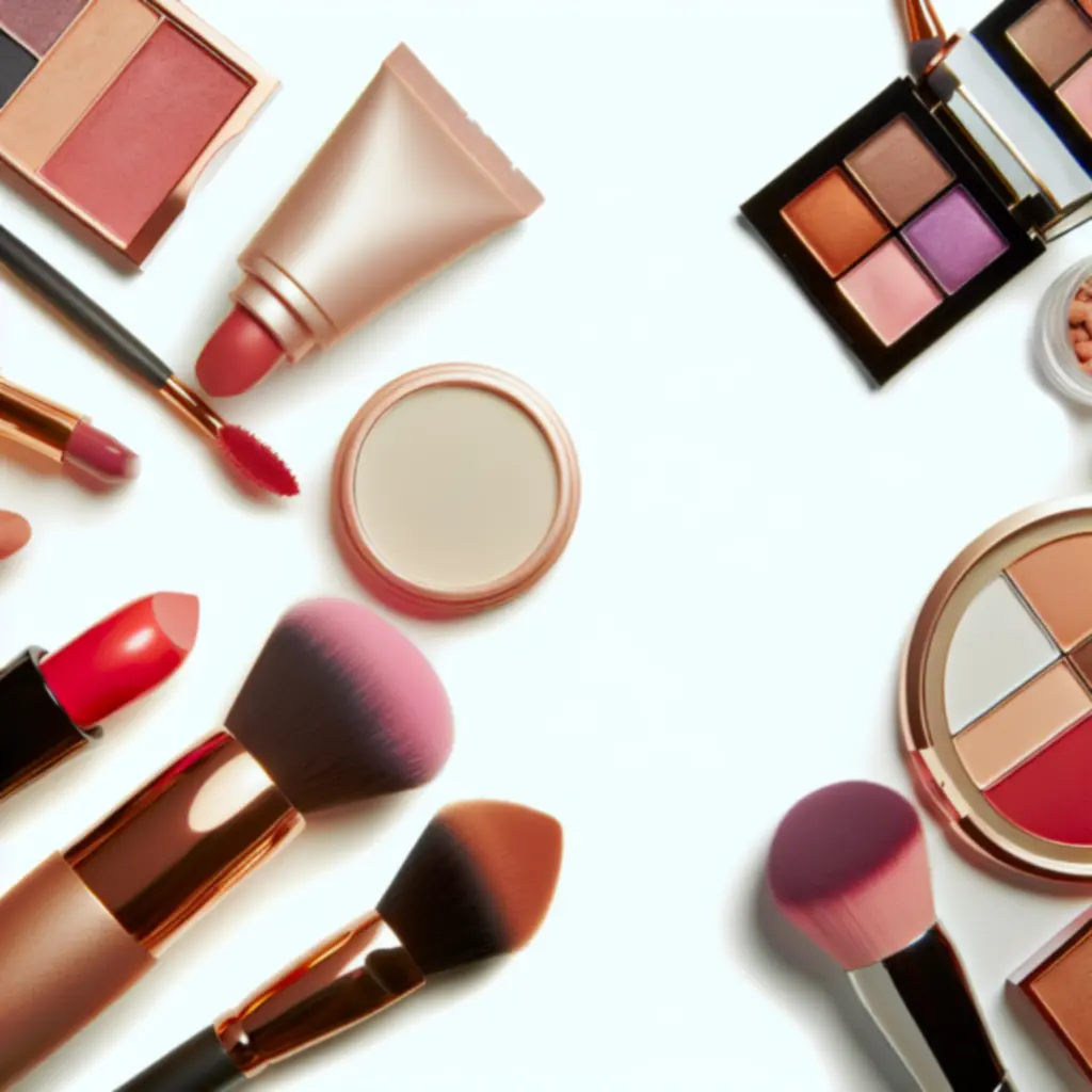 Luksusowe kosmetyki do makijażu w odcieniach różu i złota