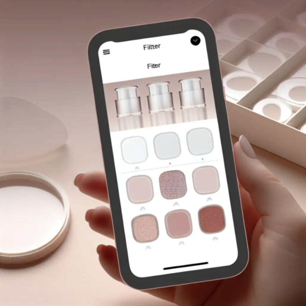 Przykład dotykowych filtrów kosmetyków na urządzeniach mobilnych